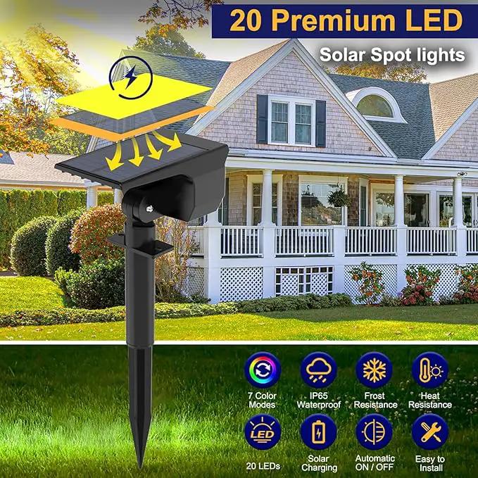 nipify 8 Pack Solar Spot Lights Outdoor Color Changing, 7 Modes Halloween RGB Solar Powered Waterproof Spotlight, Landscape Lighting for Outside Yard Garden Pathway, photo 5 of 7