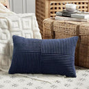 Fancy Homi 2 Packs Navy Blue Lumbar Decorative Throw Pillow Covers 16x32 Inch for Living Room Couch, Rustic Farmhouse Boho Home Decor, Soft Striped Corduroy Rectangle Accent Cushion Case 40x80 cm by CozyNest Decor