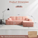 ovios 104" Cloud Sectional Couch with L-Shape Chaise,Modern Modular Sofa with Deep Seat, Upholstered Couches for Living Room Bedroom,No Assembly Required, Pink (Plush Corduroy Fabric) by CozyNest Decor