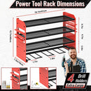 Power Tool Organizer Wall Mount, Red Metal Power Tool Storage Rack with Screwdriver Holder, Garage Tool Storage Shelves with Screwdriver Holder Plier Holder (Red, 4 Drills Holder) by GreenHaven Gardens