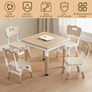 Kid Table and Chairs, Height Adjustable Childrens Table and Chair Set, Kids Tables for Age 2-8, Graffiti Desktop, Table for Kids with 4 Seats, Small Kids Table, Max 300lbs by CozyNest Decor