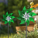 Hausse 10 Pack Reflective Pinwheels Holiday Decor, Extra Sparkly Wind Sculptures for St. Patrick's Day Decorations Party Supplies, Deterrent to Scare Birds Away from Garden Yard Patio Farm, Green by CozyNest Decor
