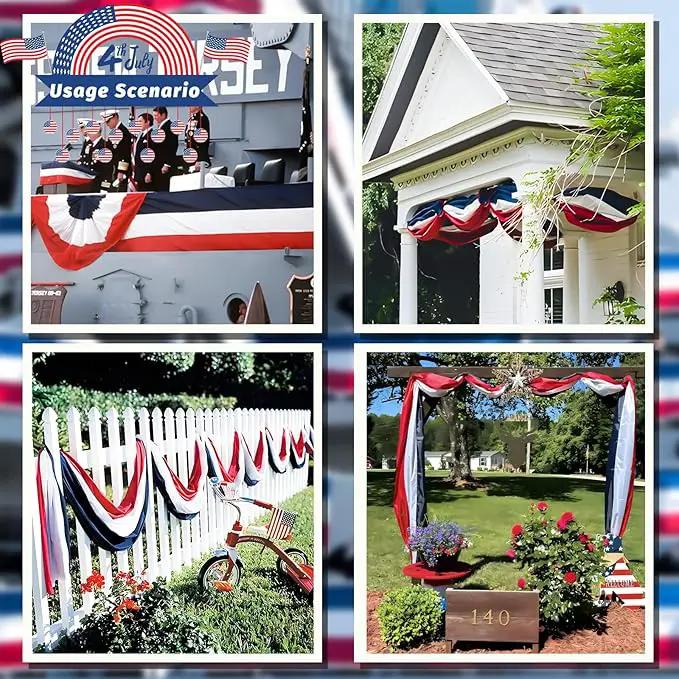 2x20 Ft Red White and Blue Banner Decorations 3 Pack,4th of July Banners for Outside,Bunting Flags for Independence Day,Labor Day,Veterans Day,Memorial Days, photo 3 of 7