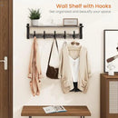 Homode Coat Rack Wall Mount with Shelf, 29 Inch Wood Wall Shelf with Hooks, Entryway Coat Hanger Wall Mount with 5 Hangers for Bathroom, Bedroom, Living Room, Grey by CozyNest Decor