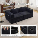78" W Loveseat Sofa, 4 in 1 Convertible Floor Sofa Bed, Boneless Cloud Couch with Cup Holder, Fold Out Floor Couch, Loveseat Recliner Sleeper for Living Room Bedroom Lounge(Corduroy, White) by CozyNest Decor