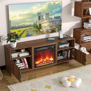 Fireplace TV Stand for Television up to 80 Inch,Entertainment Center with Adjustable Shelf,Mid-Century Modern Fluted TV Stand with 23" Electric Fireplace,Media Console for Living Room,Bedroom by CozyNest Decor