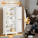 75.2" Tall Metal Pantry Cabinet, Kitchen Pantry Storage Cabinets with 4 Door and 4 Adjustable Shelves, White Storage Cabinet, Freestanding Cupboard for Kitchen Dining Room Living Room Bathroom by CozyNest Decor