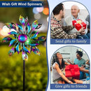360°Peacock Solar Wind Spinner with Lights Blue Metal Garden Outdoor Decor Yard Lawn Art Decor for Patio Kinetic Windmills Unique Gifts for Friends and Family 51.9' H x 12.2'' Dia by CozyNest Decor