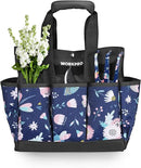WORKPRO Garden Tool Bag, 9-Pocket Heavy Duty Oxford Tote Bag, Gardening Tool Kit Holder, 12" x 12" x 6" (Blue Insects) by GreenHaven Gardens