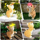 Solar Garden Statue Cat Figurine,Resin Cat Statue Playing Butterfly,Outdoor Decoration for Patio,Balcony,Yard, Lawn-Unique Housewarming Gift for Garden Mom Grandma by CozyNest Decor