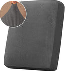 H.VERSAILTEX Velvet Stretch Couch Cushion Cover Plush Cushion Slipcover for Chair Cushion Furniture Protector Seat Cushion Sofa Cover (1 Piece Armchair Cushion Covers, Grey Striped) by CozyNest Decor