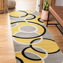 Rugshop Contemporary Abstract Circles Easy Maintenance for Home Office,Living Room,Bedroom,Kitchen Soft Runner Rug 2' x 7' 2" Yellow by TinyTreasures Baby Boutique