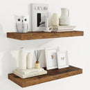 Fun Memories 24 Inch Floating Shelves for Wall, 9 Inch Deep Brown Rustic Wood Wall Mounted Shelves for Bathroom, Kitchen, Living Room, Set of 2 by CozyNest Decor