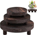 3 Pcs Wood Plant Stand Indoor Outdoor, Round Wood Riser for Decor 6/8/10" Wooden Stool Display Stand Flower Pot Holder Small Planter Tray Modern Potter Decorative for Desktop Counter Room by GreenHaven Gardens