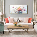 amatop Framed Floral Canvas Wall Art Picture Large Pink Blue Abstract Bloom Bouquet Print with Daisy Peony Elegant Botanical Nature Artwork for Living Room Bedroom Dining Room Entryway Decor 48x24 inch by CozyNest Decor