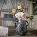 Black Ceramic Vase with 2 Handles, Modern Farmhouse Decor, Rustic Terracotta Pottery, Decorative Flower Vases, Clay Small Vase, Centerpiece for Dining Table - 7 Inch Tall by GreenHaven Gardens