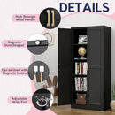 71" Storage Cabinet, Metal Pantry Cabinet, Kitchen Pantry Storage Cabinets with Doors and 4 Shelves for Laundry Room, Living Room, Dinning Room, Assembly Required, Black by CozyNest Decor