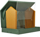 Poly Hanging Hopper Bird Feeder, Large Hanging Bird Feeder for Outside, Outdoors - Amish American Made (Turf Green & Cedar) by CozyNest Decor
