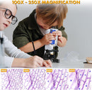Portable Handheld Mini Microscope for Kids, 100x-250x Zoom with LED Lights, Alloy Pocket Microscope for Boys & Girls, Educational Science Kit (Blue) by TinyTreasures Baby Boutique