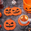 Whaline 4Pcs Halloween Pumpkin Handmade Braided Cotton Coasters Orange Black Pumpkin Shape Drink Coasters Absorbent Cup Coasters for Home Office Party Decor, 4.7 Inch by CozyNest Decor