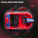 Aosom Toddler Bumper Car, 360° Rotation 6V Kids Electric Ride on Bumper Car with EVA Bumper Edges, Twins Motor, Songs, Horn, LED Lights, Safety Belt for 18-48 Months, Red by TinyTreasures Baby Boutique