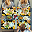 Sunflower Placemats Set of 6 Summer Plastic Table Mats Summer Floral Place Mats Washable Vinyl Seasonal Spring Sunflower Table Decoration for Indoor Outdoor Party Kitchen Dining by CozyNest Decor