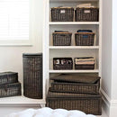 The Basket Lady Pole Handle Wicker Storage Basket, Small, 14 in L x 10 in W x 7.5 in H, Antique Walnut Brown by GreenHaven Gardens