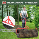 Compost Peat Moss Spreader for Lawn, 36 Inch Compost Roller Spreader with Adjustable T-Shaped Handle, Upgraded Side Clasps, Durable Lightweight Metal Roller, Lawn Garden Yard Care by GreenHaven Gardens