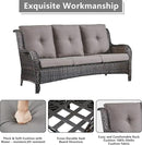 Outdoor Wicker Patio Furniture Set - 6 Piece Rattan Patio Conversation Set with 2 Rocking Swivel Chairs,2 Ottomans,1 Sofa and 1 Side Table for Porch Deck Backyard Garden(Brown/Grey) by GreenHaven Gardens