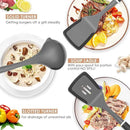 Kitchen Cooking Utensils Set, Non-Stick Spatula Set with Rotating Stand, 6 PCS Silicone Utensils Set for Cooking, 400°F Heat Resistant, Kitchen Gadgets with Nylon Handle & Stable Holder, Dark Grey by CozyNest Decor