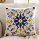 Embroidered Throw Pillow Cover 18x18 Classic Boho Floral Pattern Pillows Cover Outdoor Decorative Pillowcase,Durable Cozy Textured Cushion Case for Sofa Couch Bed Living Room,Blue by CozyNest Decor