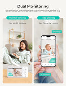 VistaView Lite RB Smart WiFi Baby Monitor with 2 Cameras - 4” 720P Split Screen & 1080P Camera App Control, Motion Alerts, 2500mAh Removable Battery, Night Vision, Multi-User, Triple Security by TinyTreasures Baby Boutique