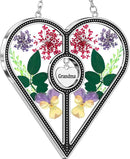 KY&BOSAM Heart Suncatcher Grandma Stained Glass for Windows Hangings Ornament Wind Chimes with Pressed Real Flower Heart Embedded in Glass Birthday Gifts for Women Grandma Mother`s Day Christmas Decor by GreenHaven Gardens