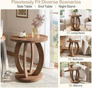 Tribesigns End Table, Round Side Table with Storage, Farmhouse Nightstand Bedside with Round Tabletop, Accent End Table for Living Room Bedroom Small Space, Wooden Accent Furniture (2, Brown) by CozyNest Decor