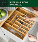 ROYAL CRAFT WOOD Luxury Bamboo Kitchen Drawer Organizer - Silverware Organizer, Utensil Holder & Cutlery Tray Drawer Dividers for Flatware (9 Slot, Natural) by CozyNest Decor