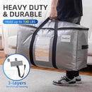 TAILI Extra Large Moving Bags, 2 Pack Silver Heavy Duty Totes For Storage with Visible Window, Wrap Around Handles, Storage Bags for Space Saving, Alternative to Moving Boxes by TinyTreasures Baby Boutique