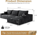 108" Sectional Couches for Living Room Modern Modular Sofa with L-Shape Couchs Upholstered Boneless Couch Deep Seat Sectional Couch with Chaise (Black, Right Facing Chaise+2Seaters) by CozyNest Decor