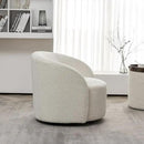 KINWELL 34" W Mid Century Modern Swivel Barrel Chair, Round Upholstered Boucle Swivel Accent Chairs, No Assembly Sofa Chair for Living Room Bedroom Reading Apartment Lounge Nursery(Cream) by CozyNest Decor