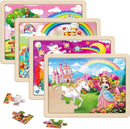 SYNARRY Large Unicorn Princess Fairy Wooden Puzzles for Girls Gift Box(12.2*9.4 in) - FSC Certified, 24 Pcs Puzzles for Kids Ages 4-6, Puzzles for Toddlers 3-5, Unicorn Toys Gifts for 3 4 5 Year Old by TinyTreasures Baby Boutique