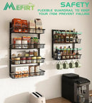 Over The Door Pantry Organizer, Pantry Storage and Organization, 6-Tier Adjustable Hanging Baskets, Metal Wall Mount Spice Rack Seasoning Shelves for Home & Kitchen, Laundry Bathroom - Black by CozyNest Decor