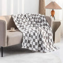 LOMAO Throw Blankets Flannel Blanket with Checkerboard Grid Pattern Soft Throw Blanket for Couch, Bed, Sofa Luxurious Warm and Cozy for All Seasons (Grey, 60"x80") by CozyNest Decor