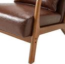Glitzhome 2 Set Mid Century Coffee Accent Armchair, Single Reading Armchair PU Leather Lounge Chair with Walnut Ruberwood Frame by CozyNest Decor