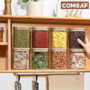 ComSaf 0.8 Qt Glass Food Storage Jars Set of 6, Clear Storage Containers with Airtight Lids, Pantry Organization Jar, Spice Jar, Blooming Tea, Oat, Coffee and Sugar Container, Canister Set for Kitchen by CozyNest Decor