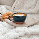 Mora Ceramic Latte Art Mug With Saucer - 10.5 oz, Round Bottom For Perfect Pours - Cafe Cups for Cappuccino, Espresso, Coffee, Tea etc - Porcelain Set for Baristas, Great Gift - Charcoal by CozyNest Decor
