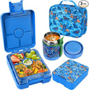 Bento Lunch Box Set With 10oz Soup Thermo, Leak-proof Lunch Containers with 4 Compartment, Kids Hot Thermo Food Jar/Insulation Lunch Bag, Food Containers for School（Shark） by TinyTreasures Baby Boutique