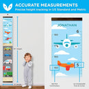 WISE OWL Personalized Growth Chart for Kids - Height Wall Chart for Boys with Peel & Stick Letters for Name - Hanging Canvas Wall Measurement Height Tracker for Baby Gift (Vehicles) by TinyTreasures Baby Boutique