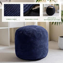HIGOGOGO Round Stuffed Pouf Ottoman, Corduroy Poufs with Foam Chunk Filling, Furry and Fluffy Pouf Foot Stool Storage Ottoman, 20 X 15 Floor Poufs Foot Rest for Living Room, Navy by CozyNest Decor