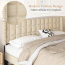 VECELO Headboard Queen Size, Linen Upholstered Headboards Only with Nailhead Trim Wingback, Square Stitched Design, Adjustable Height from 40" to 49.8", Oatmeal by CozyNest Decor