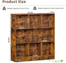 LEYAOYAO 8 Cube Bookshelf with Base,3 Tier Mid-Century Modern Brown Bookcase,Standing Wide Bookshelves Storage Organizer Shelf,Rustic Wood Display Cabinet Book Shelves for Bedroom,Living Room,Office by CozyNest Decor