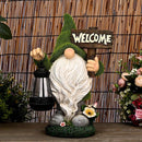 ASAWASA Gnomes Decorations for Yard with Solar LED Light, 10.8" Large Outdoor Funny Garden Lawn Gnome Decor with Welcome Sign by GreenHaven Gardens
